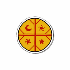 mapuche symbol doodle sticker icon, vector color line illustration