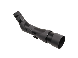 Modern spyglass. Long-range observation device. Monocular isolate on a white back