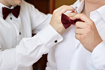 wedding preparations of the groom and his friend