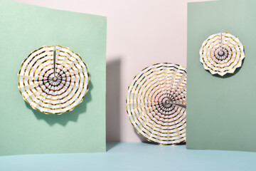Minimalistic scene on a geometric background .