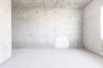 interior of the apartment without decoration in gray colors