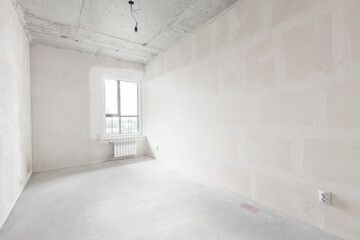 interior of the apartment without decoration in gray colors
