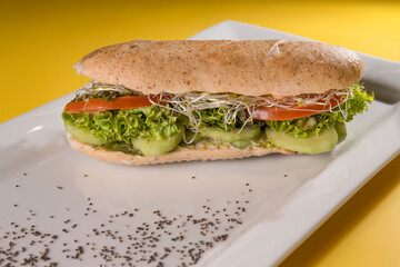 sandwich with ham and vegetables