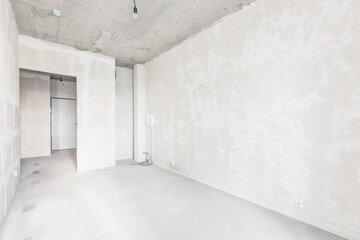 interior of the apartment without decoration in gray colors