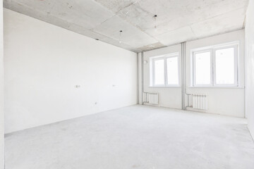 interior of the apartment without decoration in gray colors
