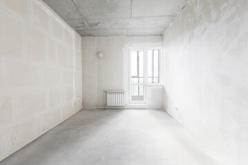 interior of the apartment without decoration in gray colors