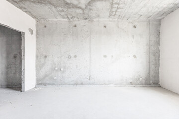 interior of the apartment without decoration in gray colors