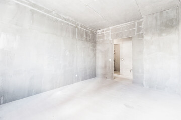 interior of the apartment without decoration in gray colors