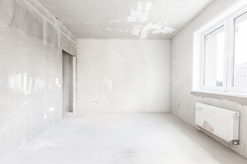 interior of the apartment without decoration in gray colors