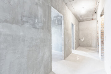 interior of the apartment without decoration in gray colors