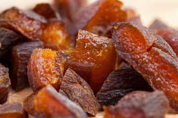 dried apricot fruits cut into pieces during cooking