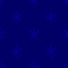 Fototapeta na wymiar Hand Drawn Snowflakes Christmas Seamless Pattern. Subtle Flying Snow Flakes on chalk snowflakes Background. Admirable chalk handdrawn snow overlay. Magnetic holiday season decoration.