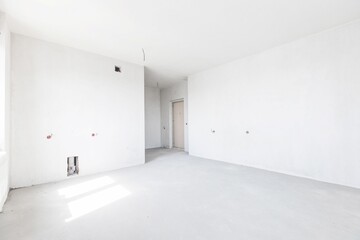 interior of the apartment without decoration in gray colors