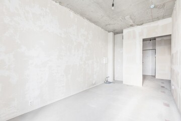 interior of the apartment without decoration in gray colors