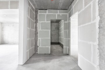 interior of the apartment without decoration in gray colors