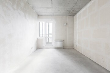 interior of the apartment without decoration in gray colors