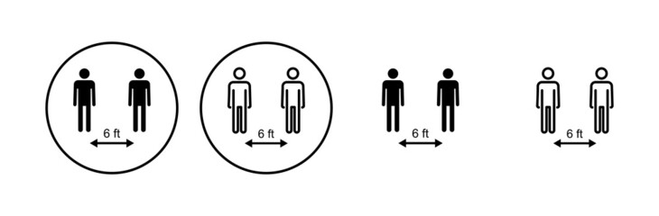 Social distance icon set. social distancing icon. self quarantine sign