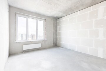 interior of the apartment without decoration in gray colors