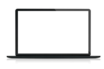 modern laptop with blank screen isolated on white background
