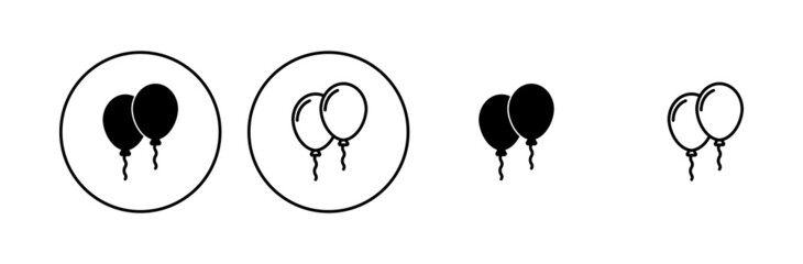 Balloon icon set. party balloon icon decoration birthday vector. Balloon black silhouette icon