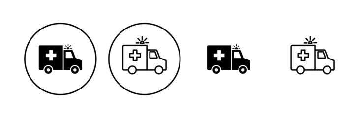 Ambulance icon set. ambulance truck icon vector. ambulance car
