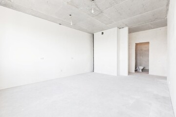 interior of the apartment without decoration in gray colors