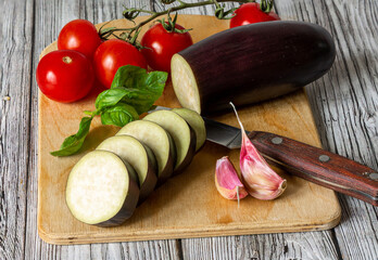 Fresh vegetables on wooden board