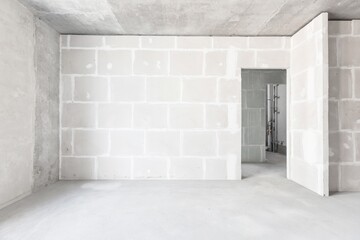 interior of the apartment without decoration in gray colors