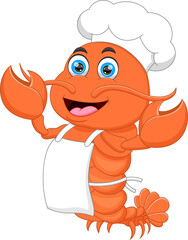 cartoon chef crab isolated on white background