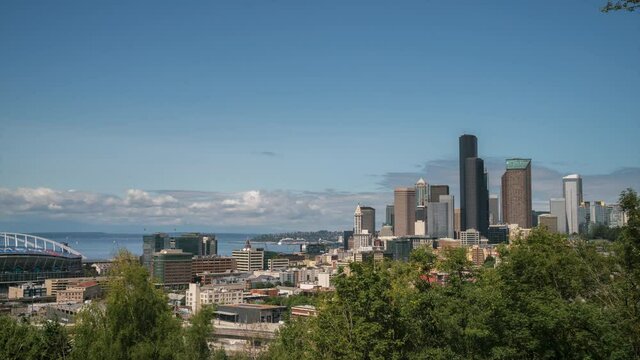Time Lapse of pf Downtown Seattle Looking towards Elliot Bay