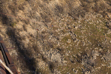 A gorgeous view from the favorite place of fans of extreme sports and rope jumping. Selective focus
