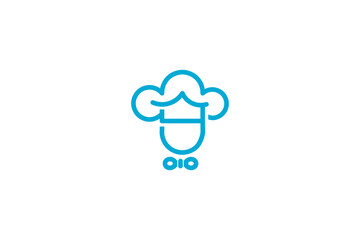 vector logo element with chef illustration and in line pattern. Usable for general restaurant and food business logo