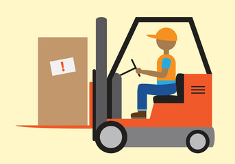 Man driving forklift with cargo