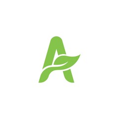 letter A with leaf logo vector icon illustration