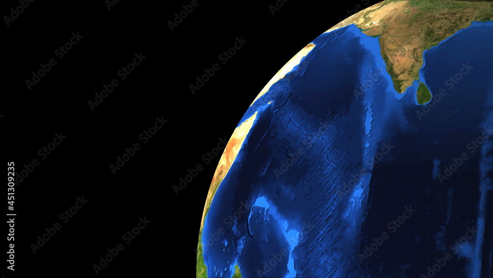 Poster bright earth globe in the dark empty space, 3d rendering background, computer generated backdrop