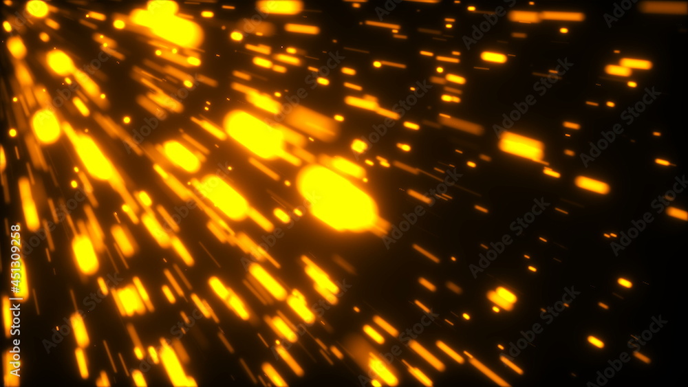 Poster rising many bright embers, 3d render computer generated background