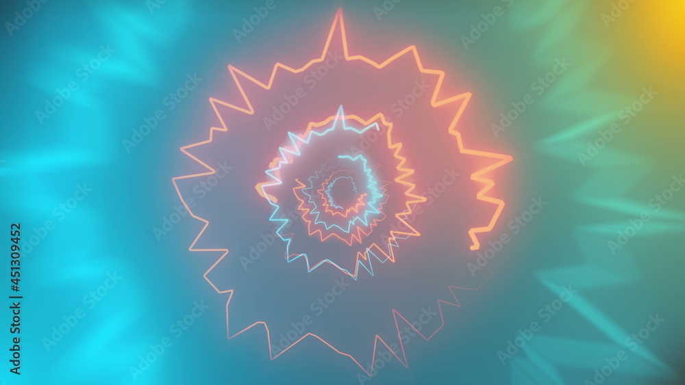 Poster fast motion in modern neon tunnel, trip imitation, technology 3d rendering computer generated backgr