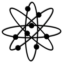 Molecular atom neutron laboratory. Technology round logo. Vector illustration. Stock image. 