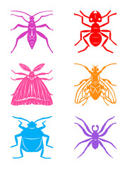 Cut paper bugs, insects, spider, grasshopper, ant, fly, moth, beetle