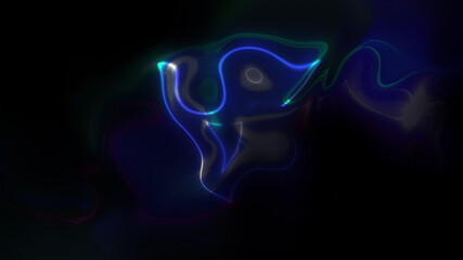 Reflection of flickering colored lights in plasma. Computer generated abstract background. 3d rendering
