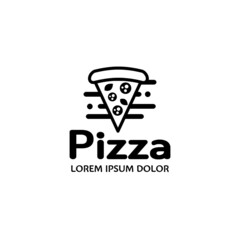 Pizza logo. Street food icon. Modern flat restaurant or cafe logotype. Vector design concept. fastfood sign illustration