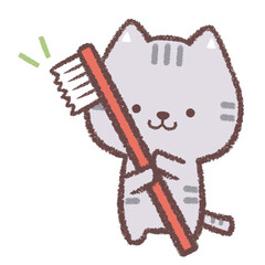 ネコと歯ブラシ