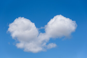 Fototapeta na wymiar Lobster shaped white puffy cloud in a bright blue sky 