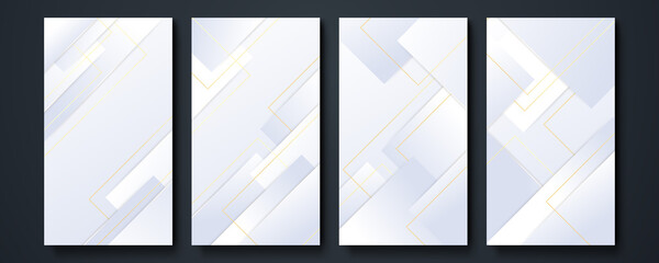 Abstract gold square lines on white background