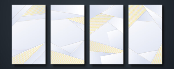 Abstract gold triangle lines on white background