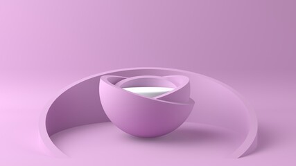 Beautiful minimalist pink podium shaped like a flower. Ideal for placing creams, rings, fashion products.