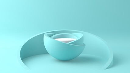 Beautiful minimalist green podium shaped like a flower. Ideal for placing creams, rings, fashion products.