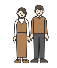 若い夫婦・カップルの全身イラスト素材