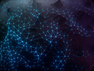 Abstract Background 3D Hologram Network Connection