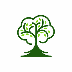 simple tree d&eacute;cor silhouette vector image,  tree logo vector template. Simple minimalist tree icon line art illustration